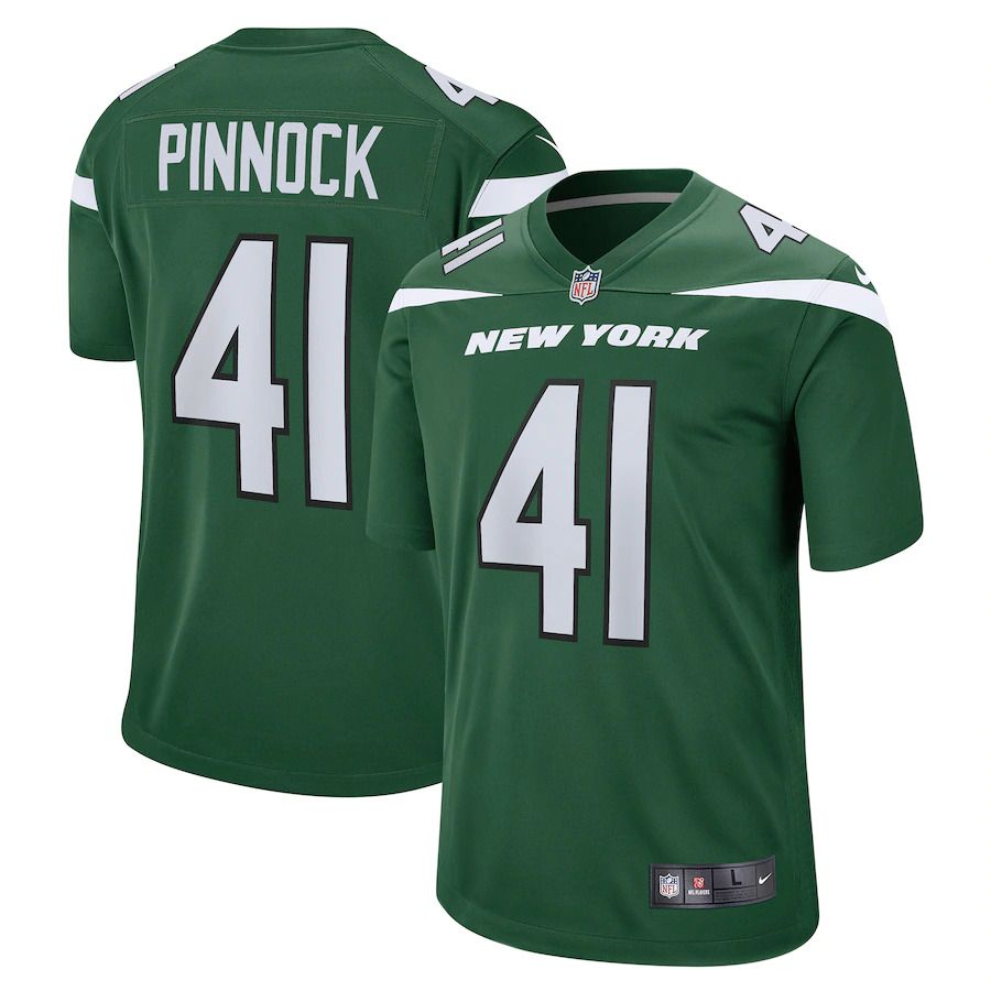 Men New York Jets 41 Jason Pinnock Nike Gotham Green Game NFL Jersey
